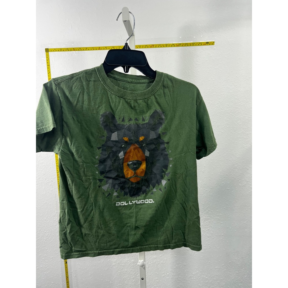 Dollywood Black Bear Geometric‎ Graphic T-Shirt Green Short Sleeve Youth Medium